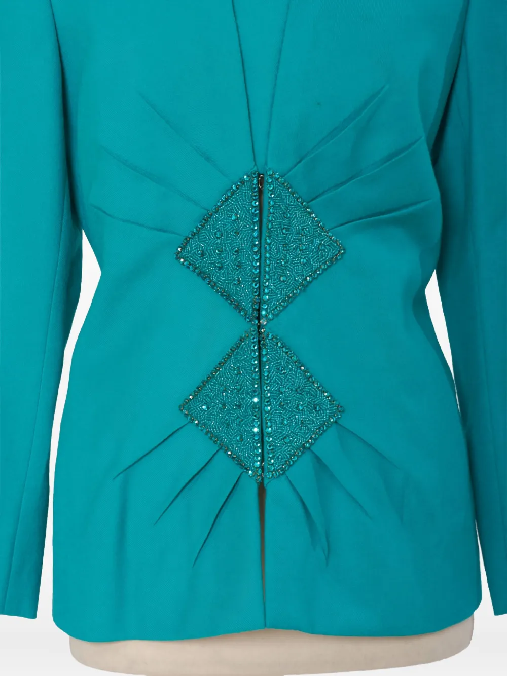 Pre-owned Vintage  Embroidered Wool Suit In Green
