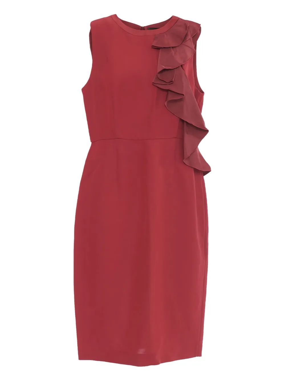 Pre-owned Max Mara Ruffle-detail Midi Dress In Red