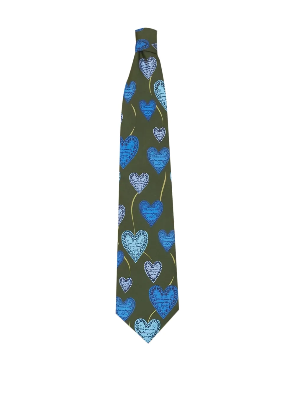 Fornasetti Pre-Owned heart-print silk tie | Green | Image 1