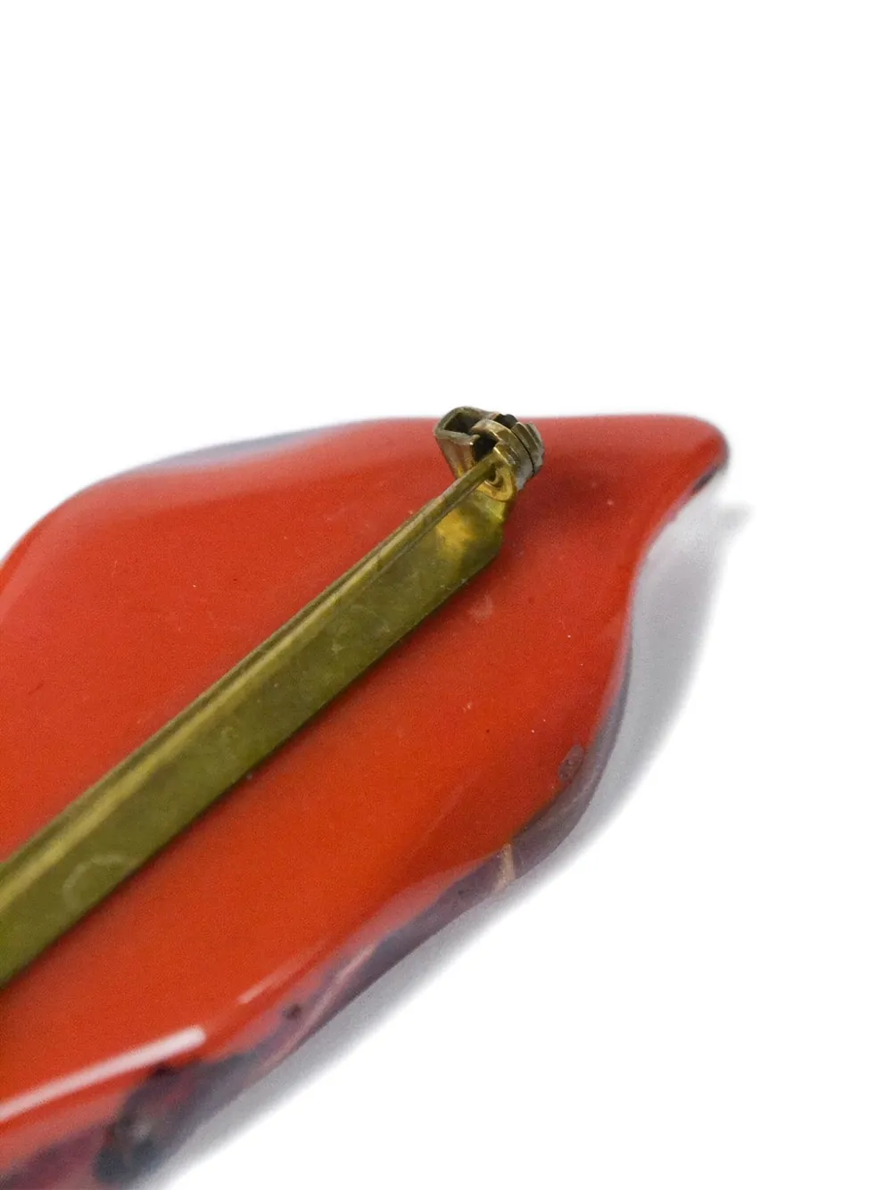 Vintage 1980s leaf-shaped brooch - Rood