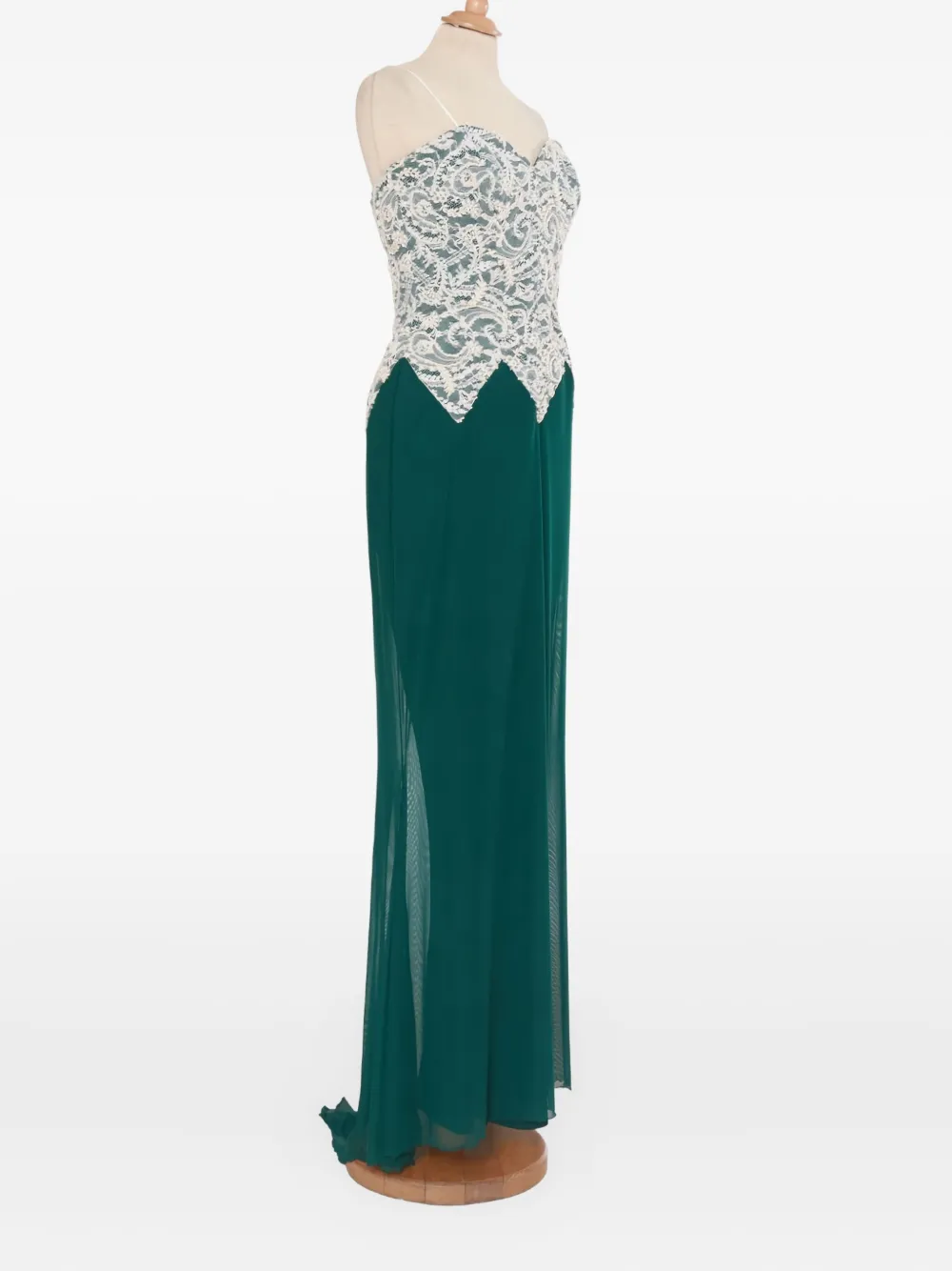 Vicky Tiel Couture Vintage lace-detailing dress - Groen