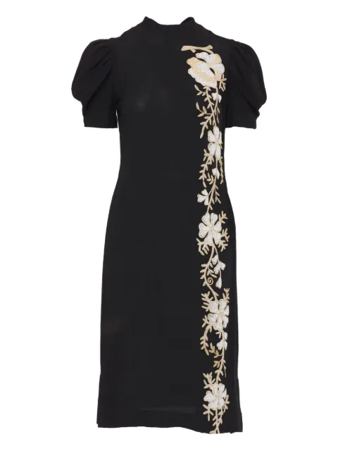 Vintage 1940s pre-owned beaded floral-embroidered midi dress