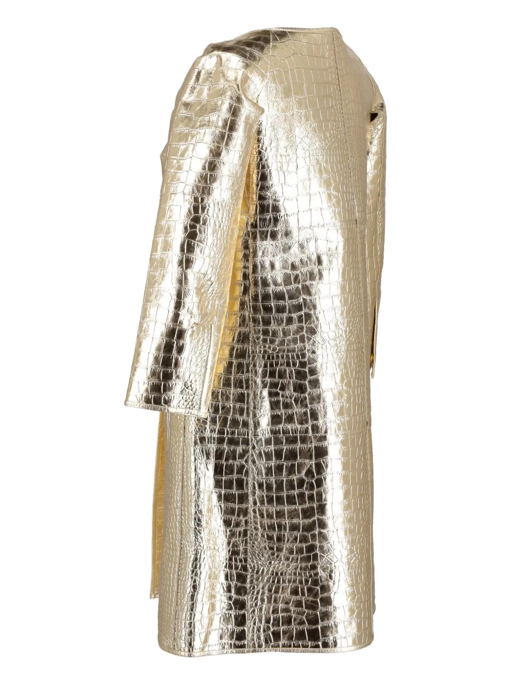 Versace Pre-Owned metallic-effect leather overcoat - Goud