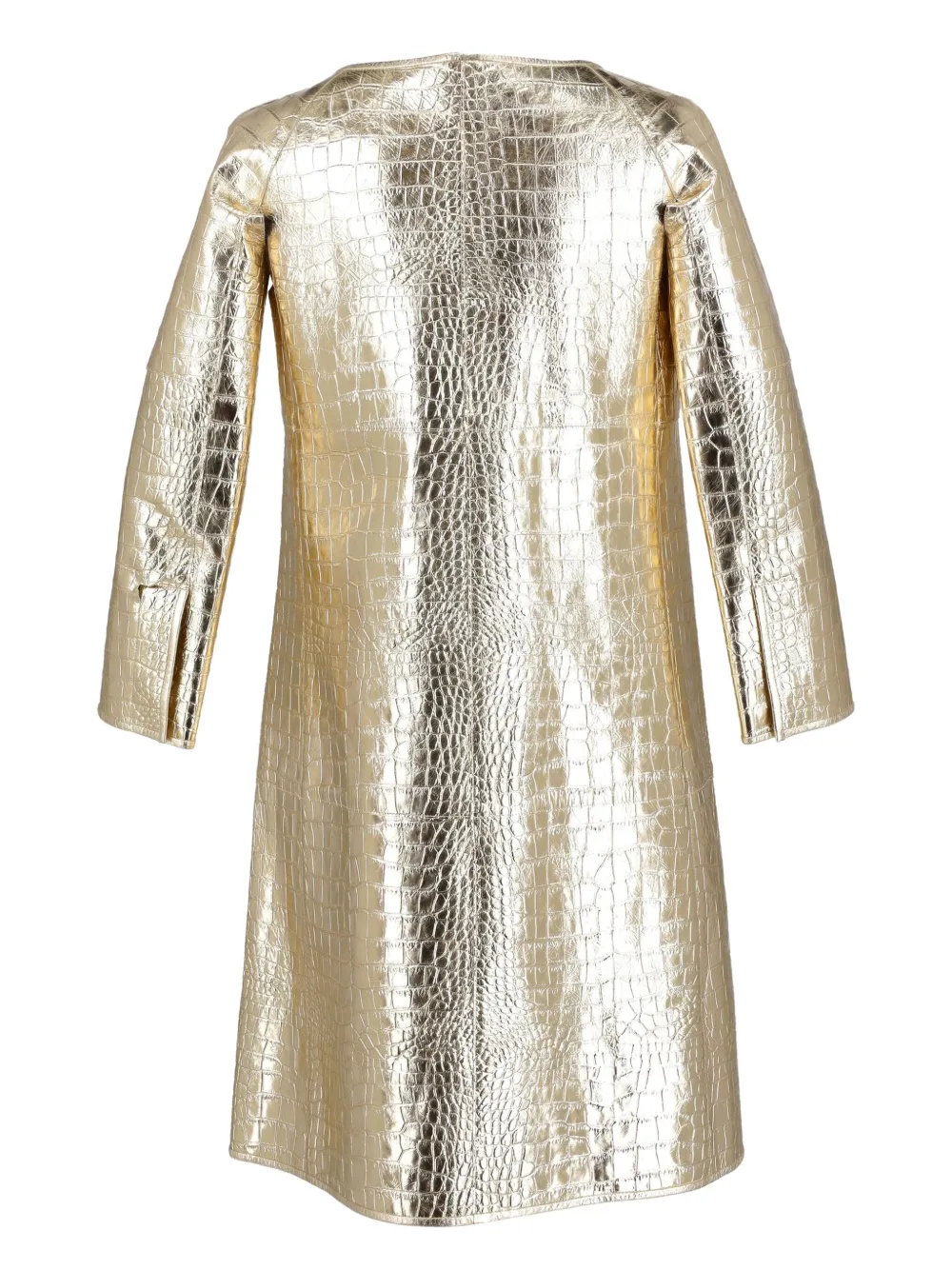Versace Pre-Owned metallic-effect leather overcoat | dorado | Image 1