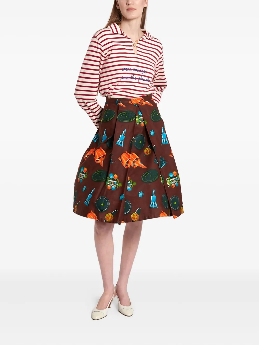 Vintage 1950s pre-owned cotton skirt - Bruin