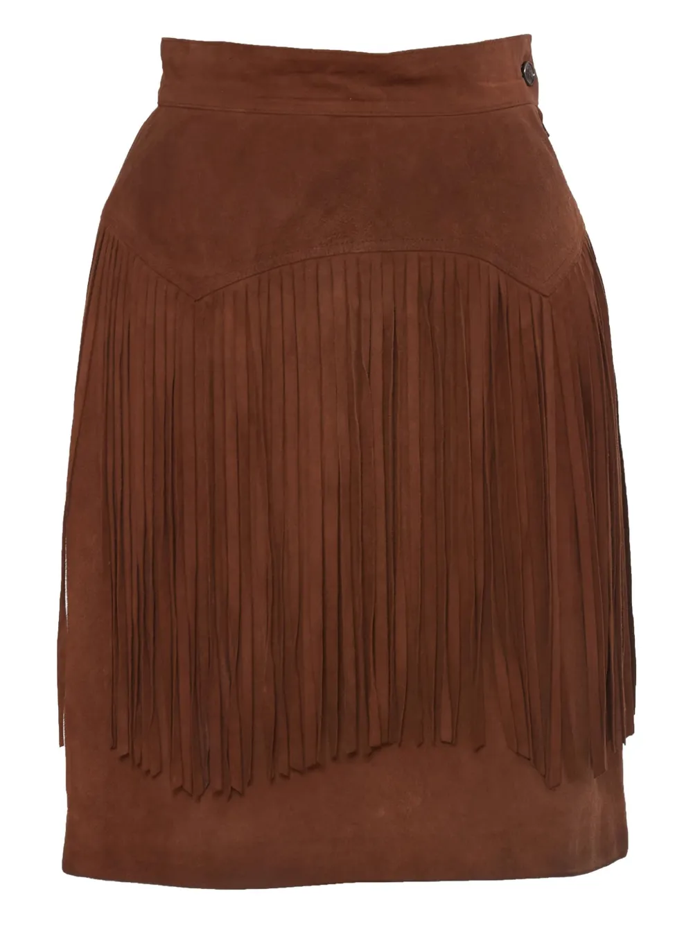 Vintage jupe mi-longue à franges | marron | Image 1