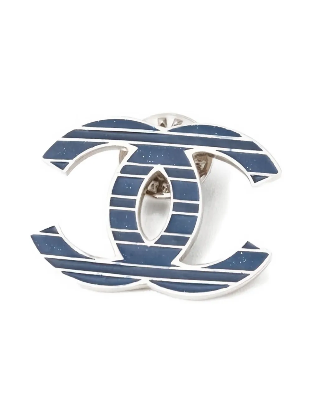Pre-owned Chanel 2010 Interlocking Cc Logo Brooch