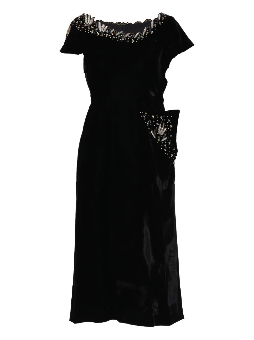 1940s pre-owned beaded off-shoulder midi dress