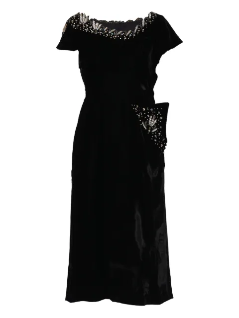 Vintage 1940s pre-owned beaded off-shoulder midi dress