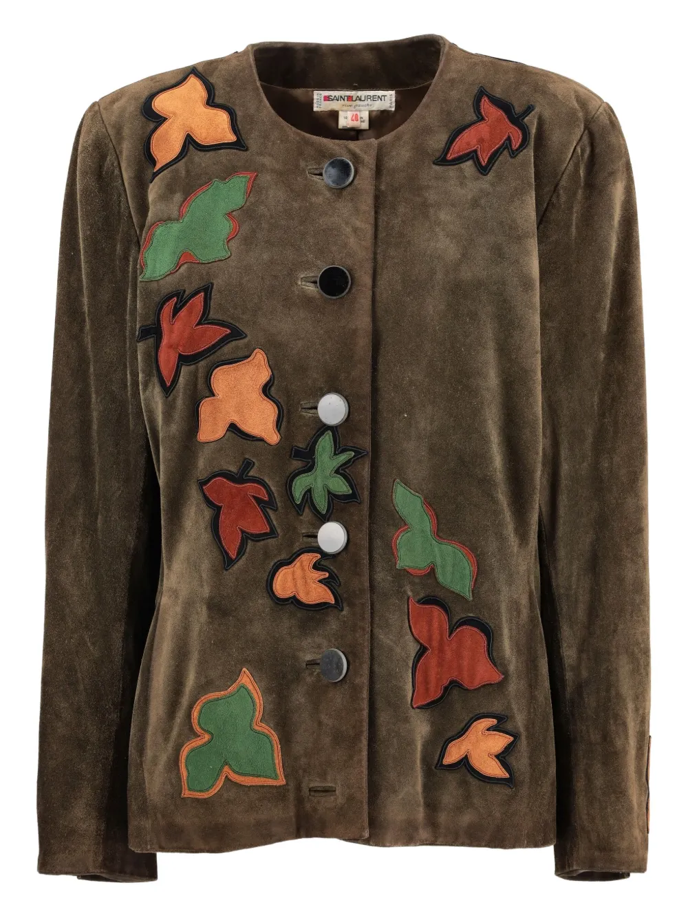 Saint Laurent Pre-Owned veste en daim à motif végétal | vert | Image 1