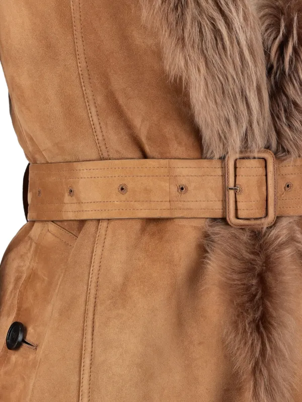 Burberry Pre-Owned Shearling Trench Coat Brown FARFETCH JO