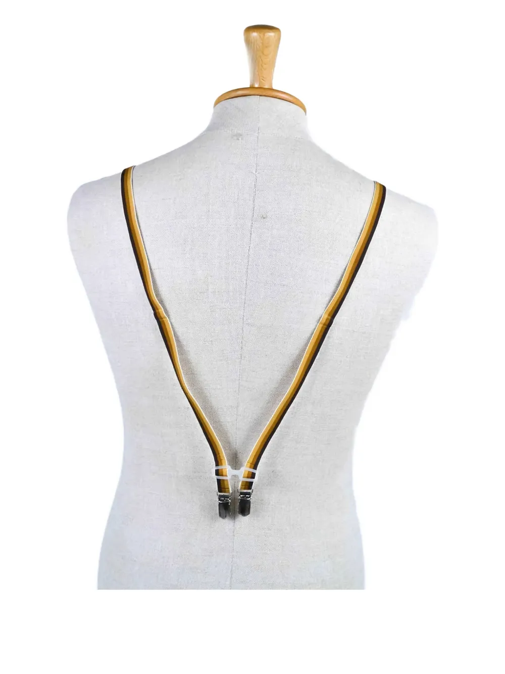 Vintage 1970s striped suspenders - Marrone