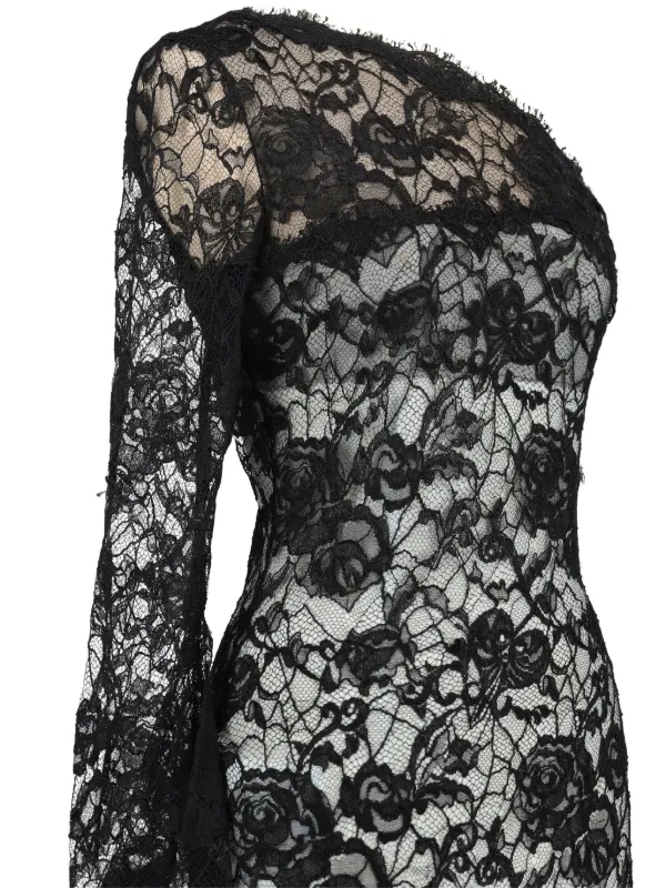 chinese dress ladies Emilio Pucci - Long Sleeve Black Lace Dress with Gold Beaded Belt