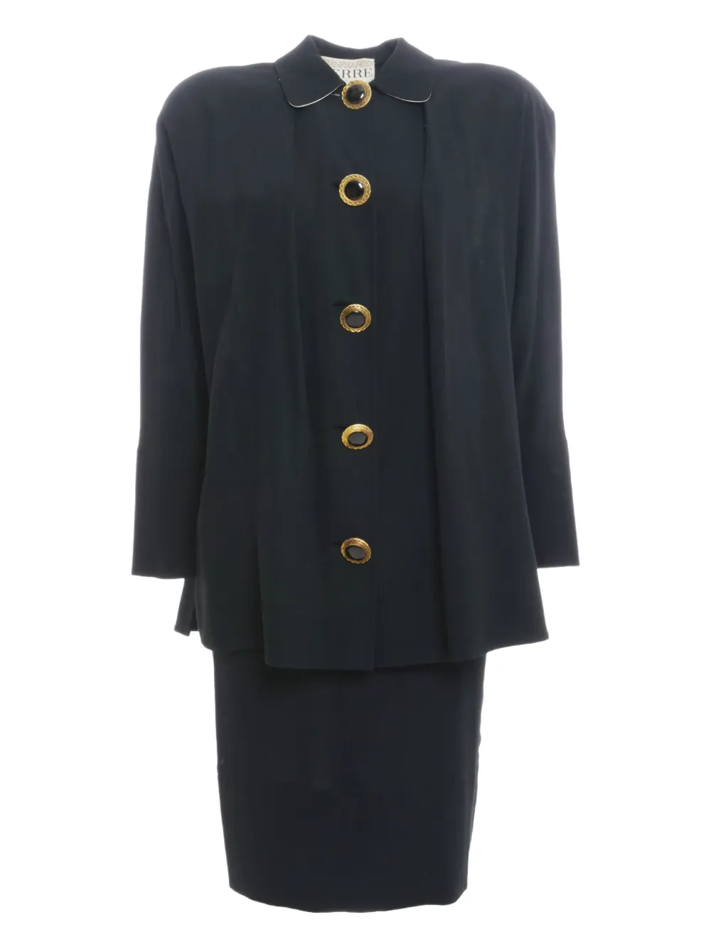 Gianfranco Ferré Pre-Owned traje de falda con botones de joyas 1980 | negro | Image 1