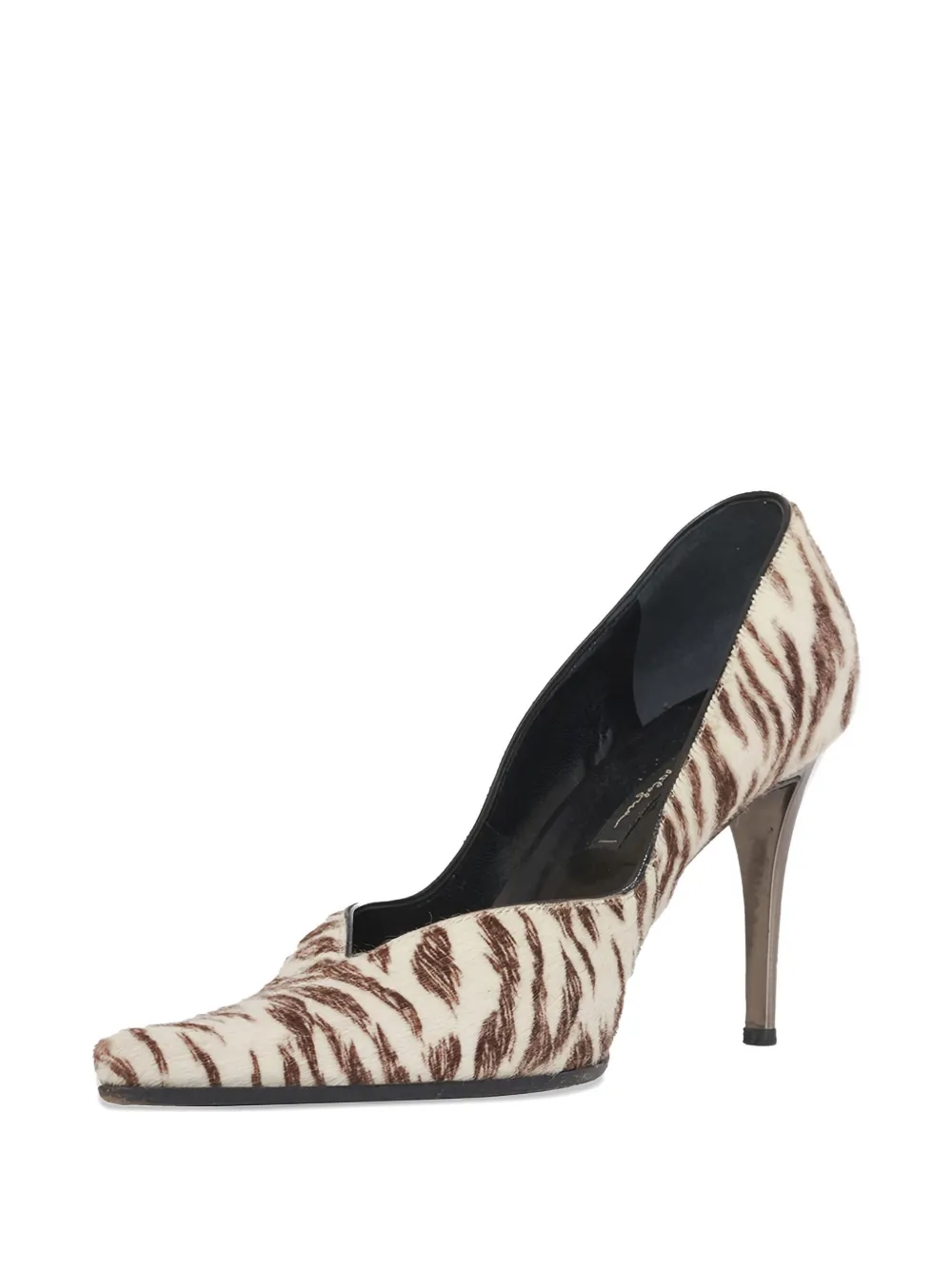 Mario Bologna 90mm Pre-Owned zebra-print pumps - Beige