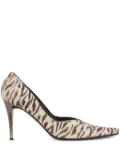 Mario Bologna 90mm Pre-Owned zebra-print pumps - Neutrals