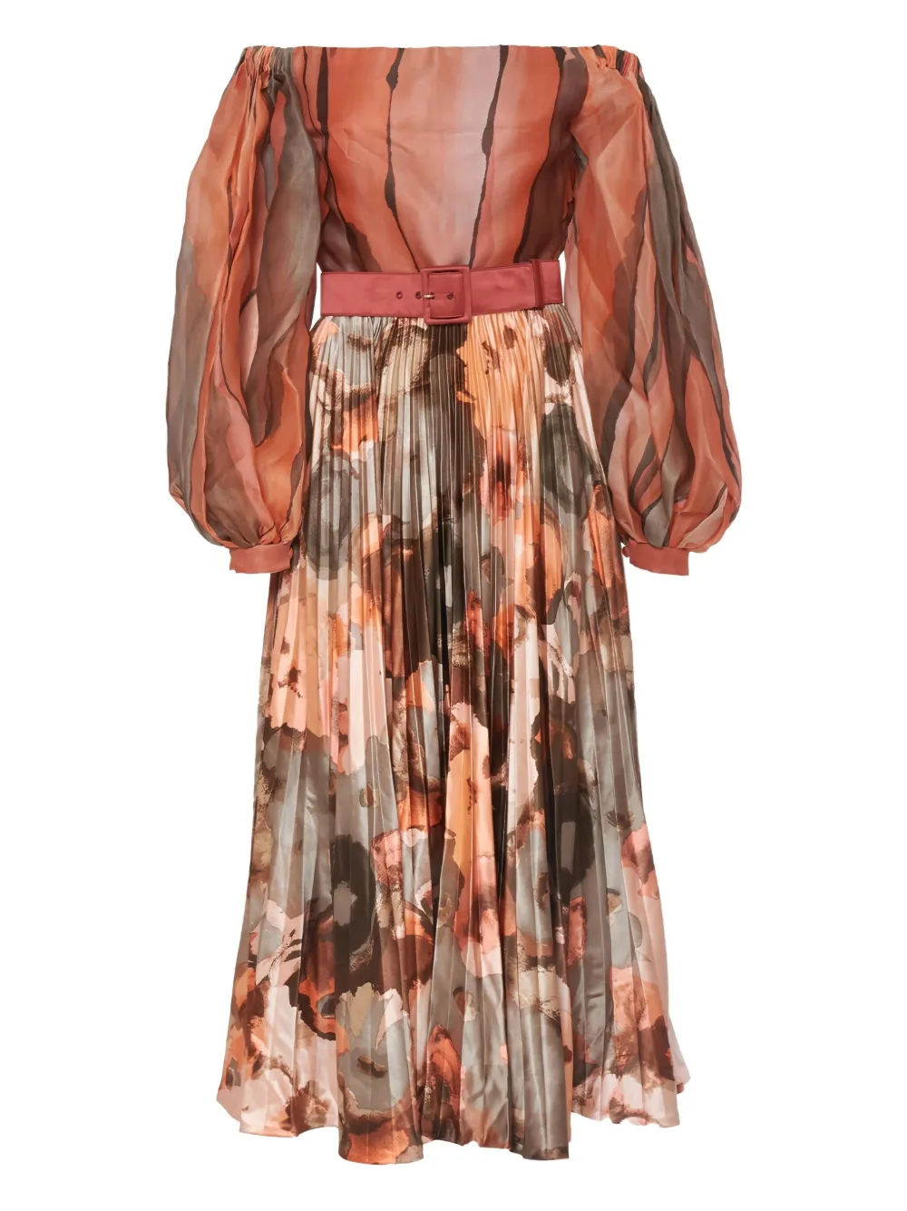 floral-print pleated maxi dress