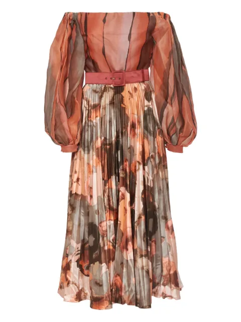 Andrè Laug Vintage floral-print pleated maxi dress