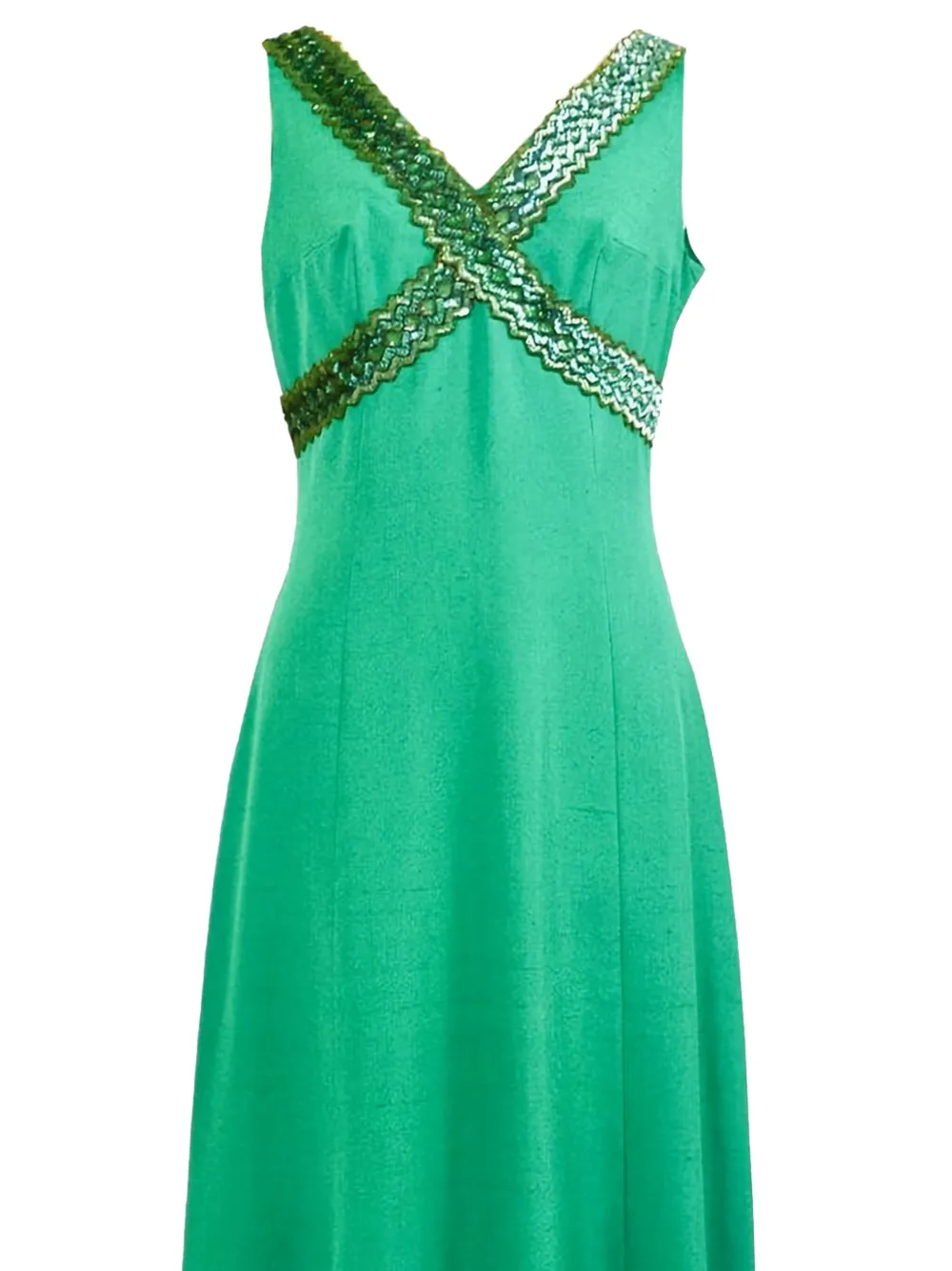 Vintage 1960s jurk met kralendetail - Groen