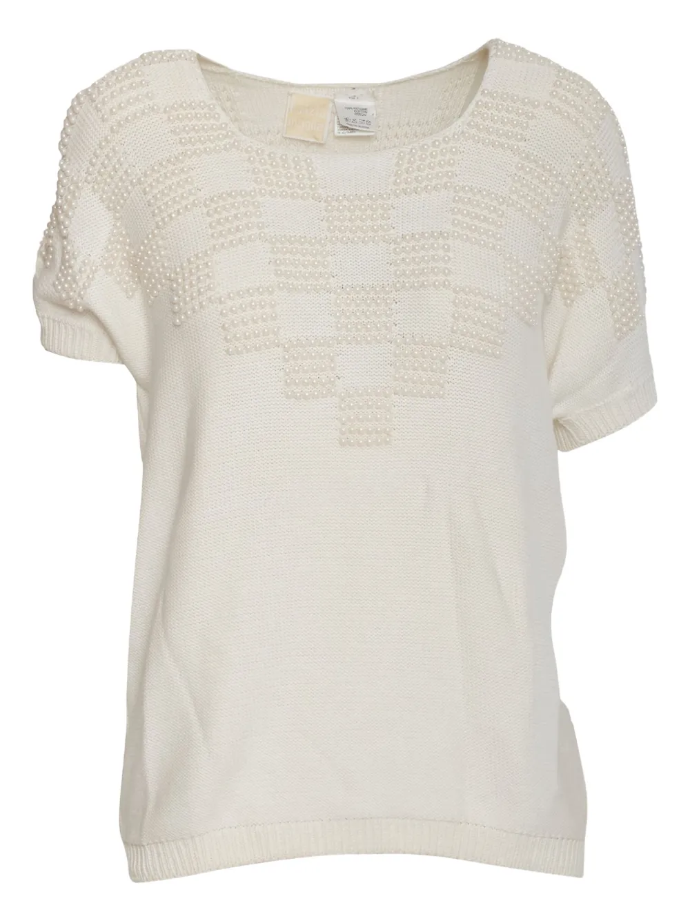 pearl-embellished knit T-shirt