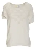 Krizia Pre-Owned pearl-embellished knit T-shirt - White