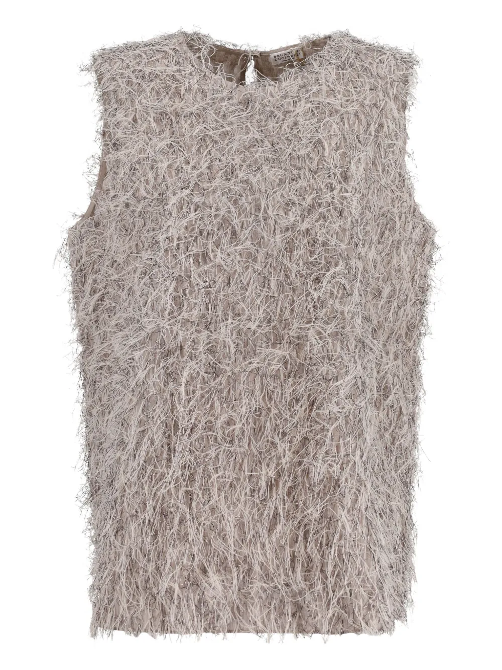 Brunello Cucinelli Vintage lurex fringed top | Grey | Image 1