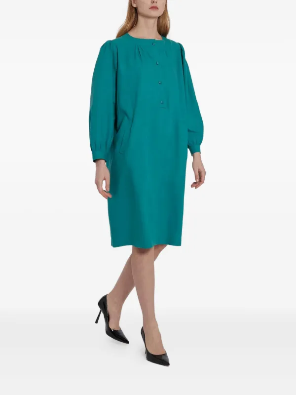 Saint Laurent Pre-owned 1970s Cotton Midi Dress - Green