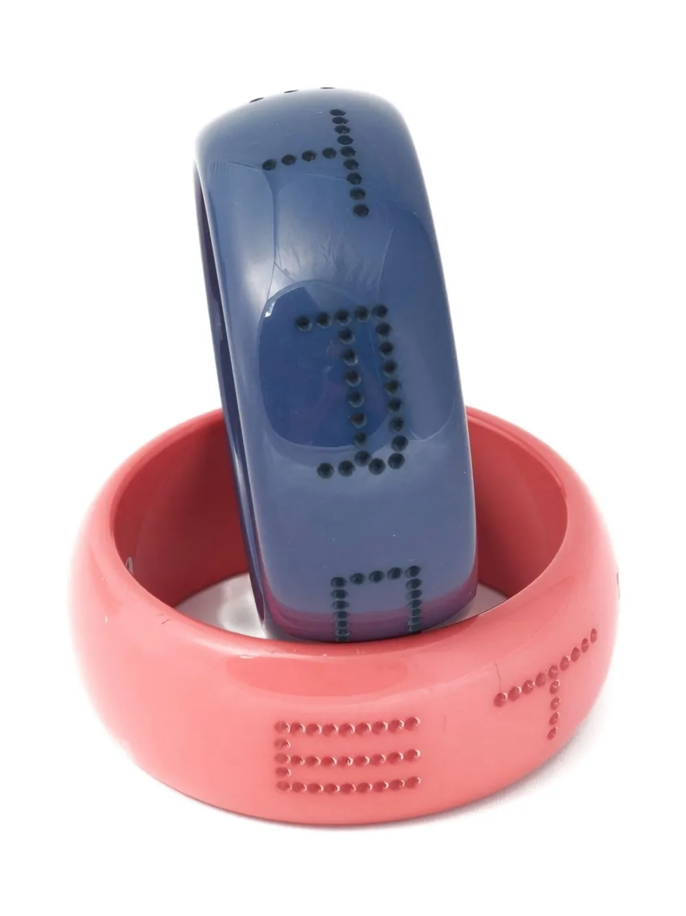 Pre-owned Etro 1980 Logo-perforated Bracelet (pack Of Two)