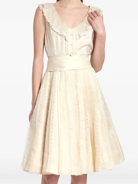 Vintage 1950s lace-trim silk dress 