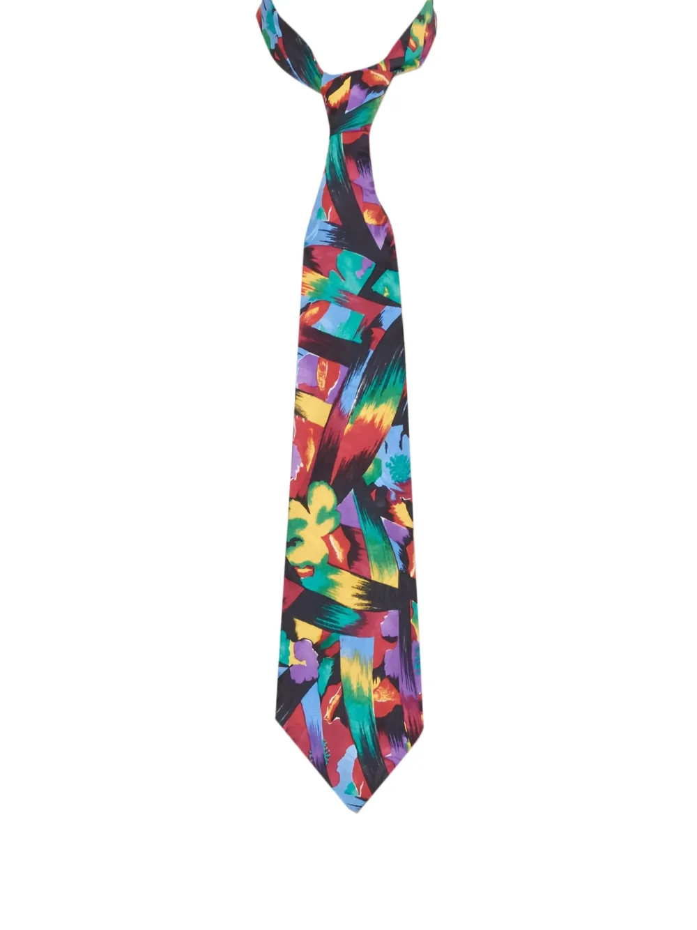 Vintage patterned silk tie | Black | Image 1