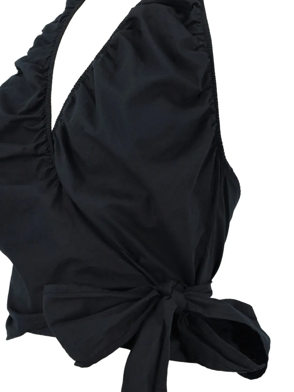 Pre-owned Vintage Ruched Wrap Top In Black