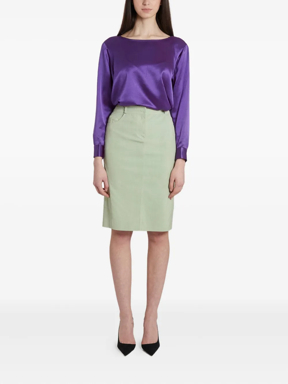 Christian Dior Pre-Owned 1990s wool midi skirt - グリーン Christian Dior Pre-Owned 1990s wool midi skirt - グリーン