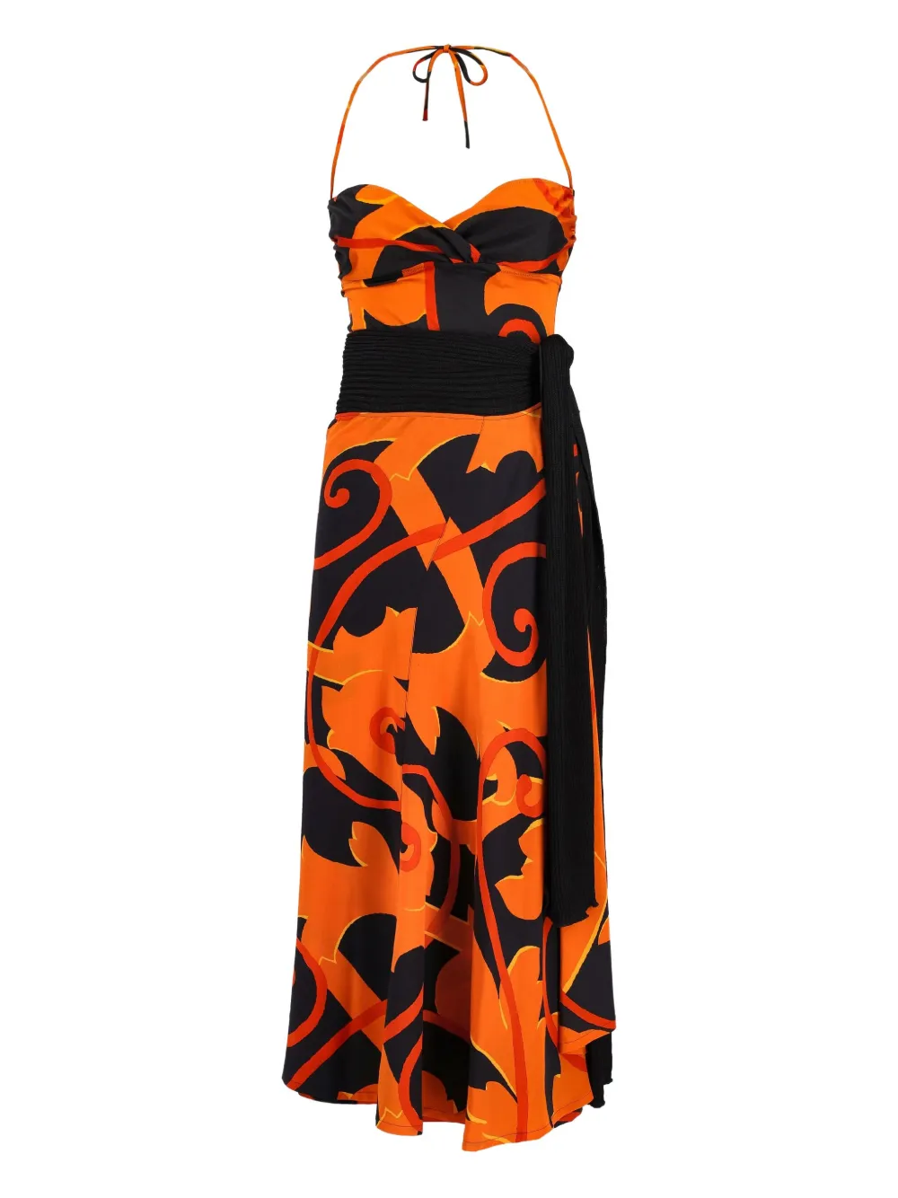 Gianfranco Ferré Pre-Owned abstract-pattern print midi dress | Orange | Image 1