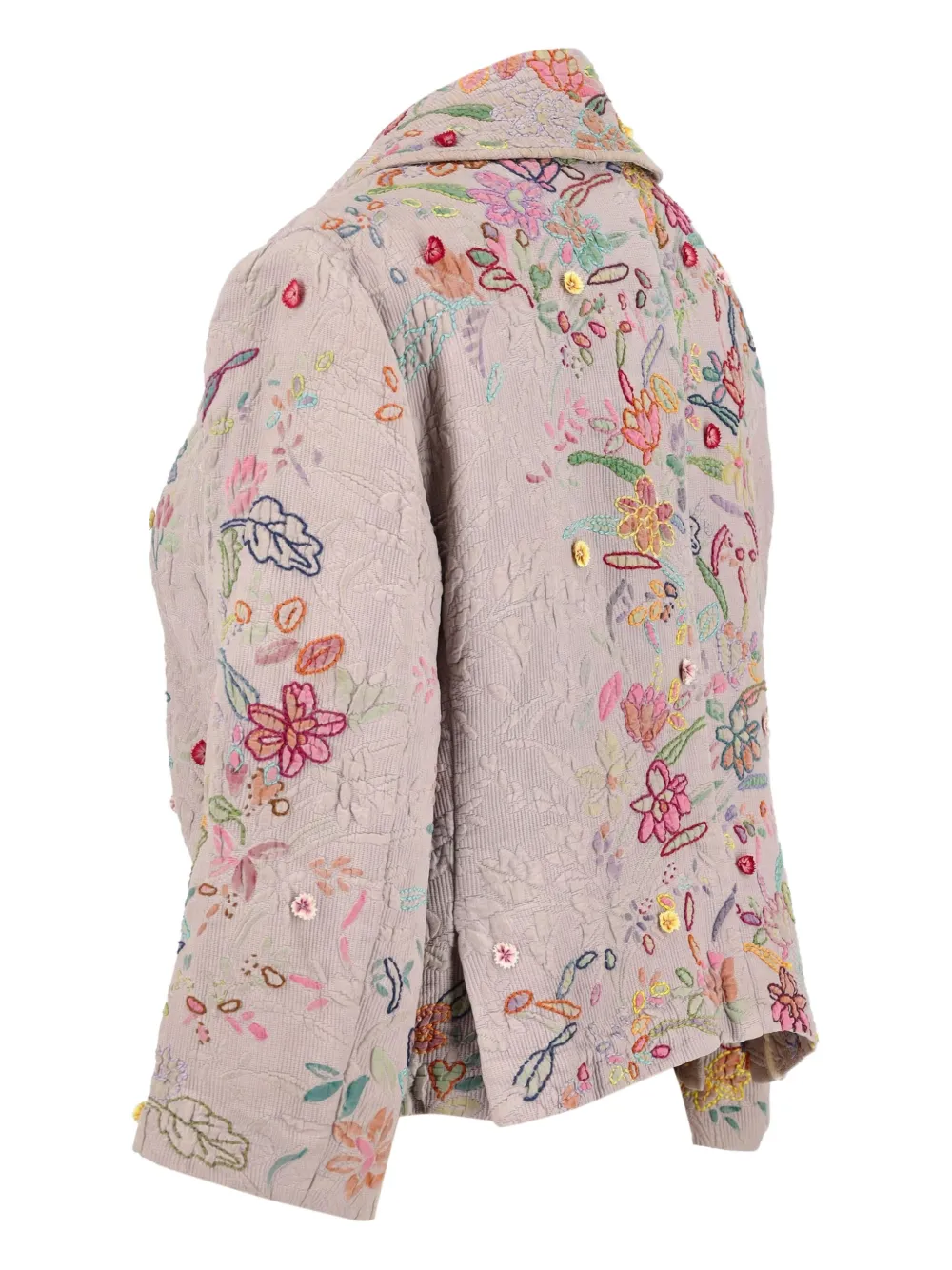 Pre-owned Aspesi Vintage Floral-embroidered Blazer In Neutral