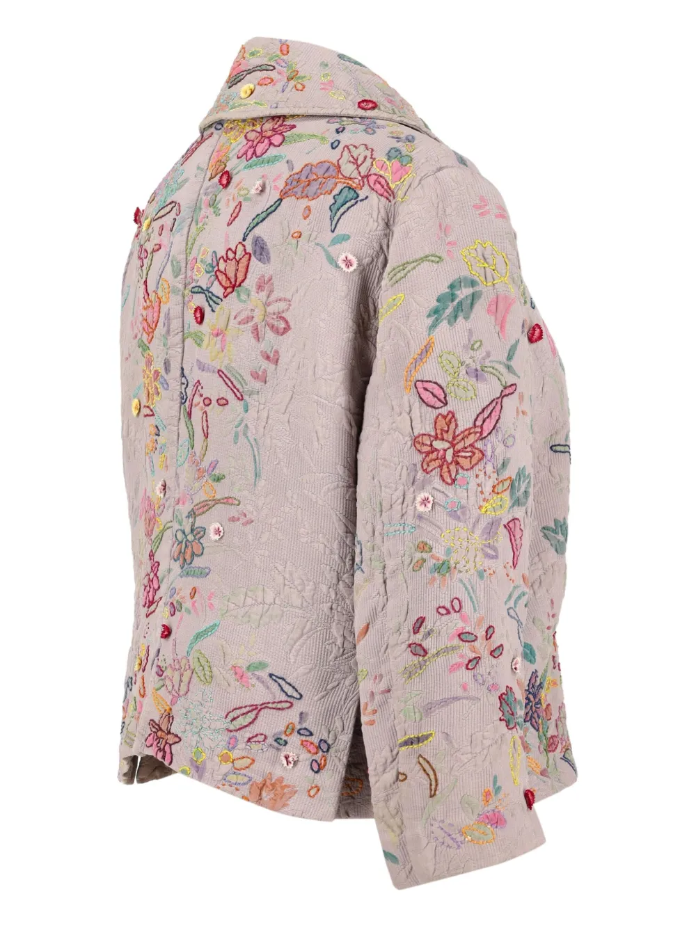 Pre-owned Aspesi Vintage Floral-embroidered Blazer In Neutral