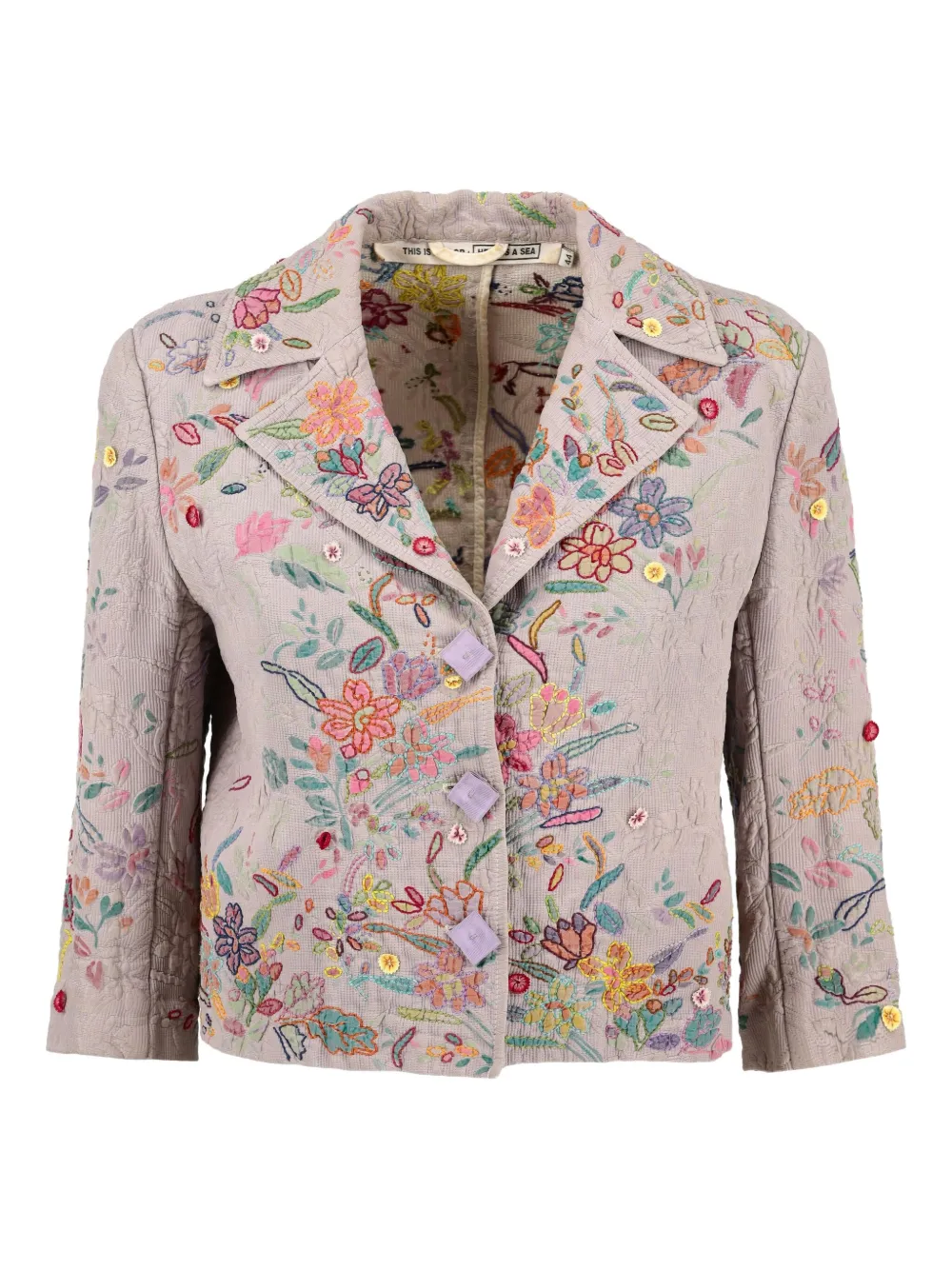 Pre-owned Aspesi Vintage Floral-embroidered Blazer In Neutral