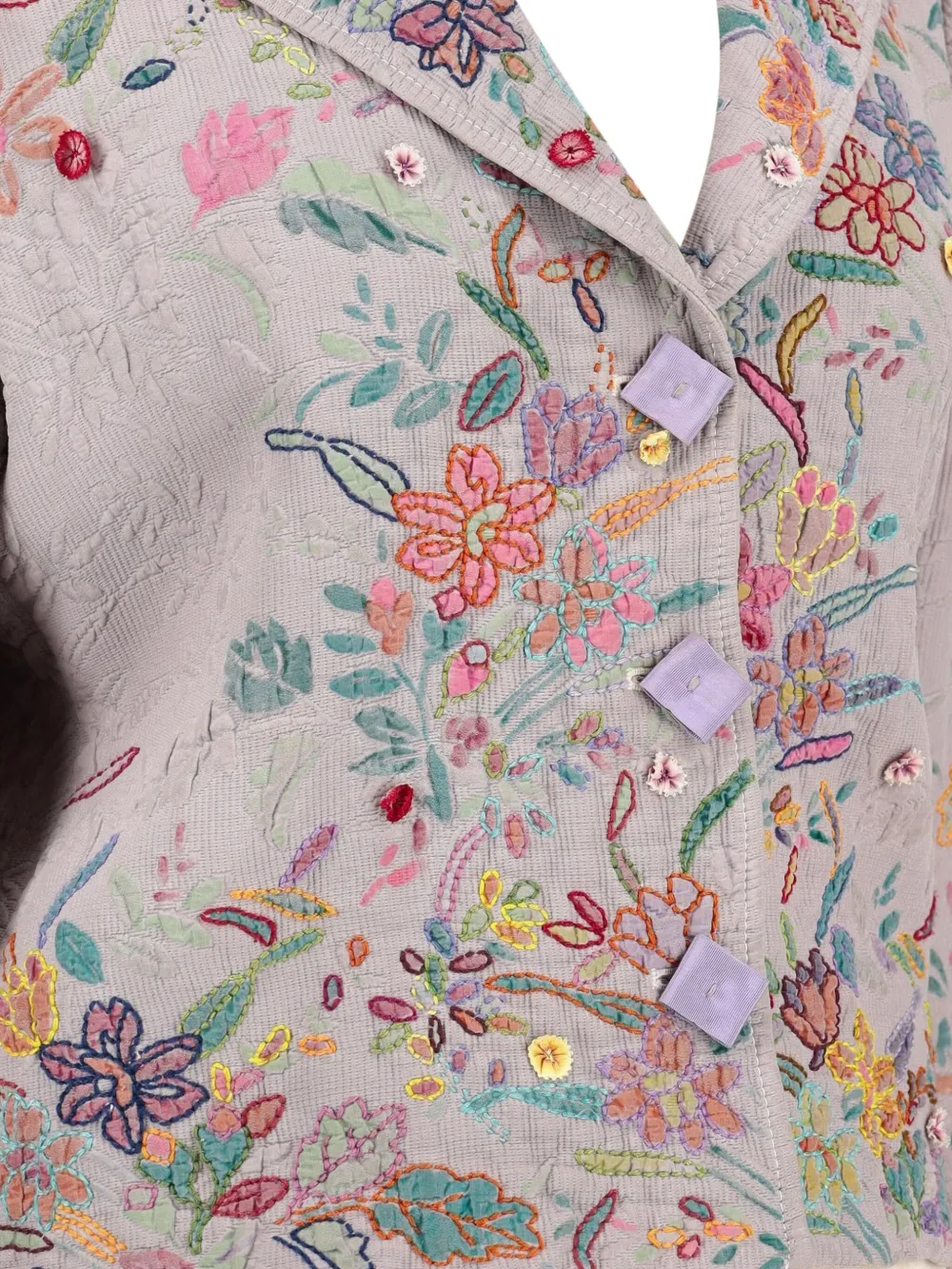 Pre-owned Aspesi Vintage Floral-embroidered Blazer In Neutral