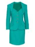 Vintage linen skirt suit - Green