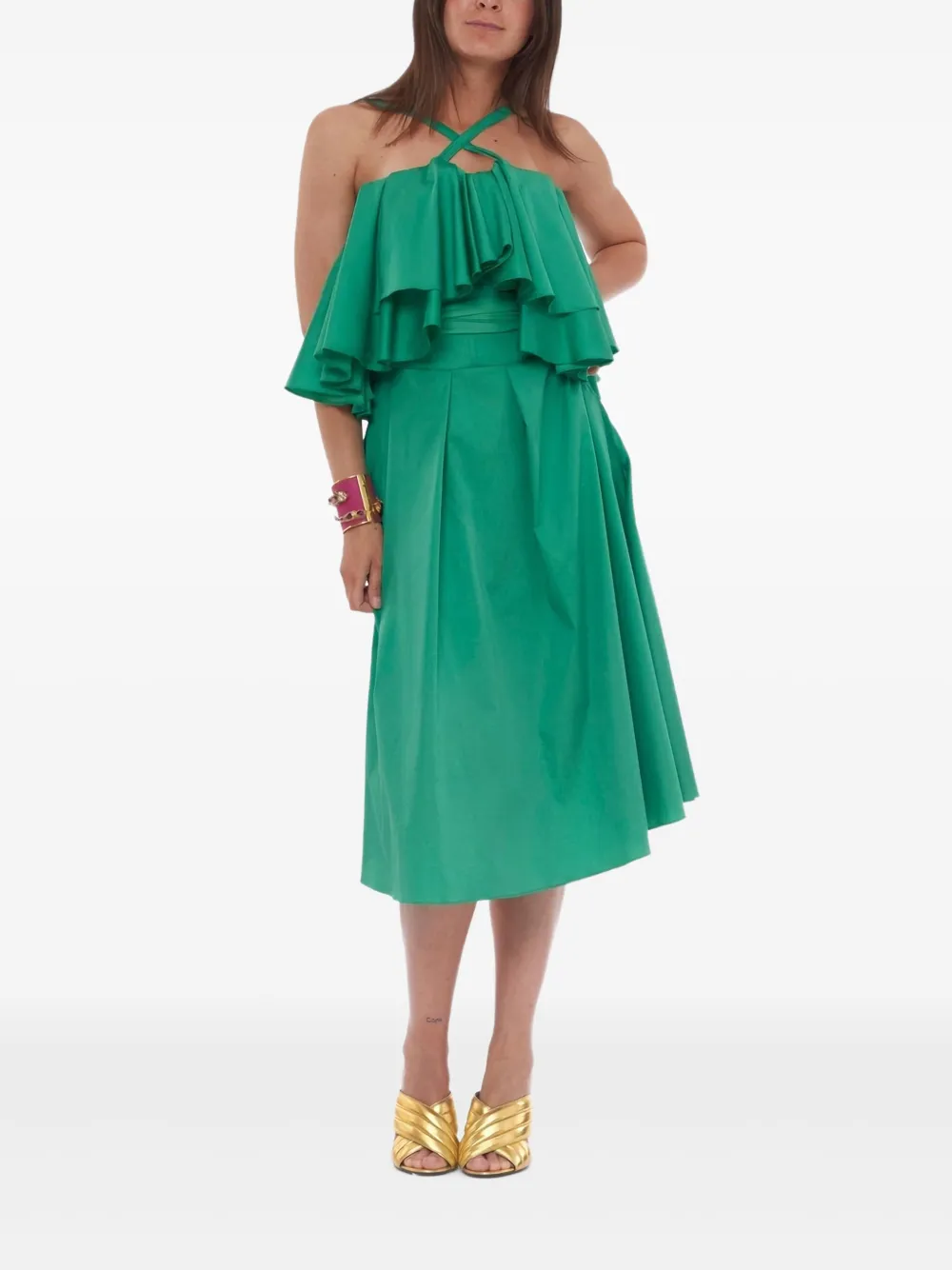ALESSANDRO DE BENEDETTI cotton ruffled dress - Verde