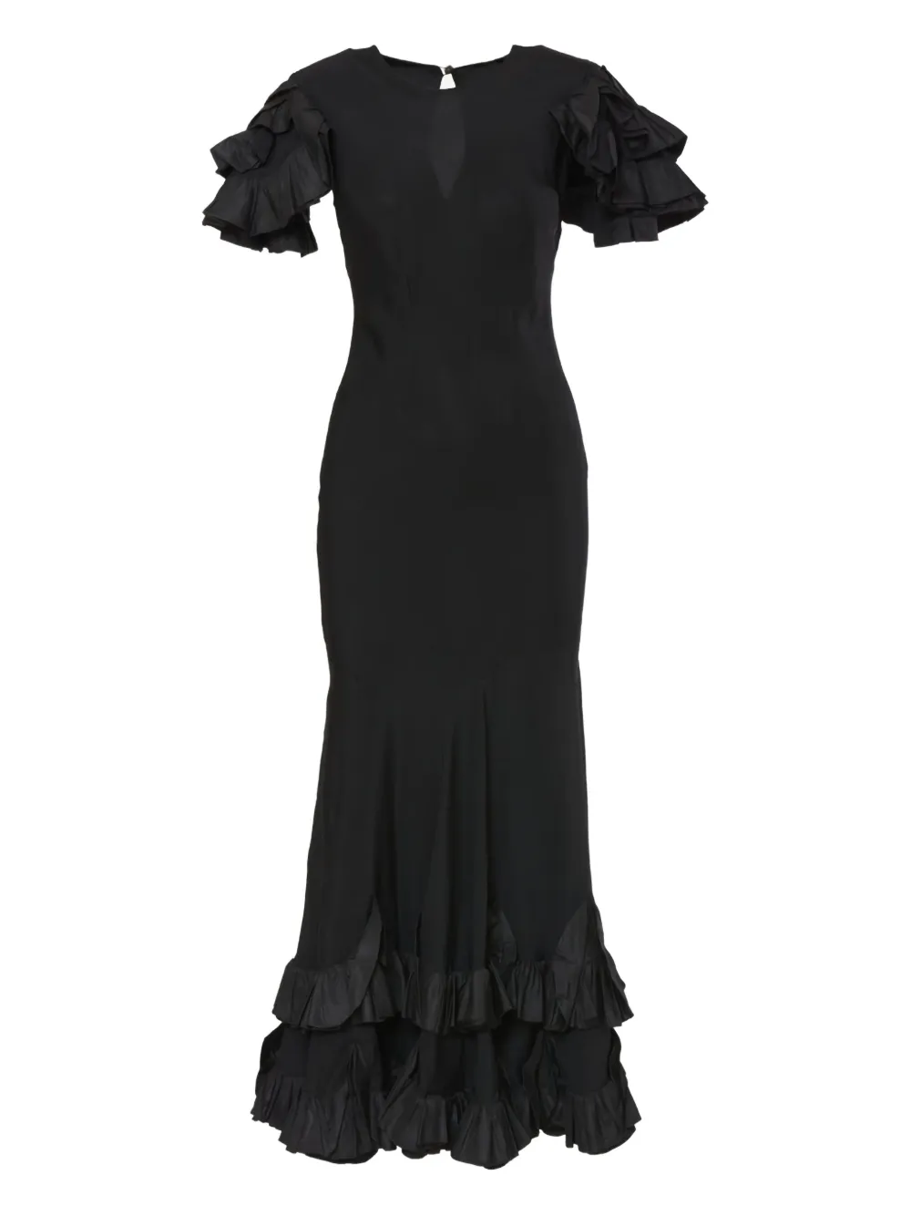 pre-owned ruffled-sleeves maxi dress