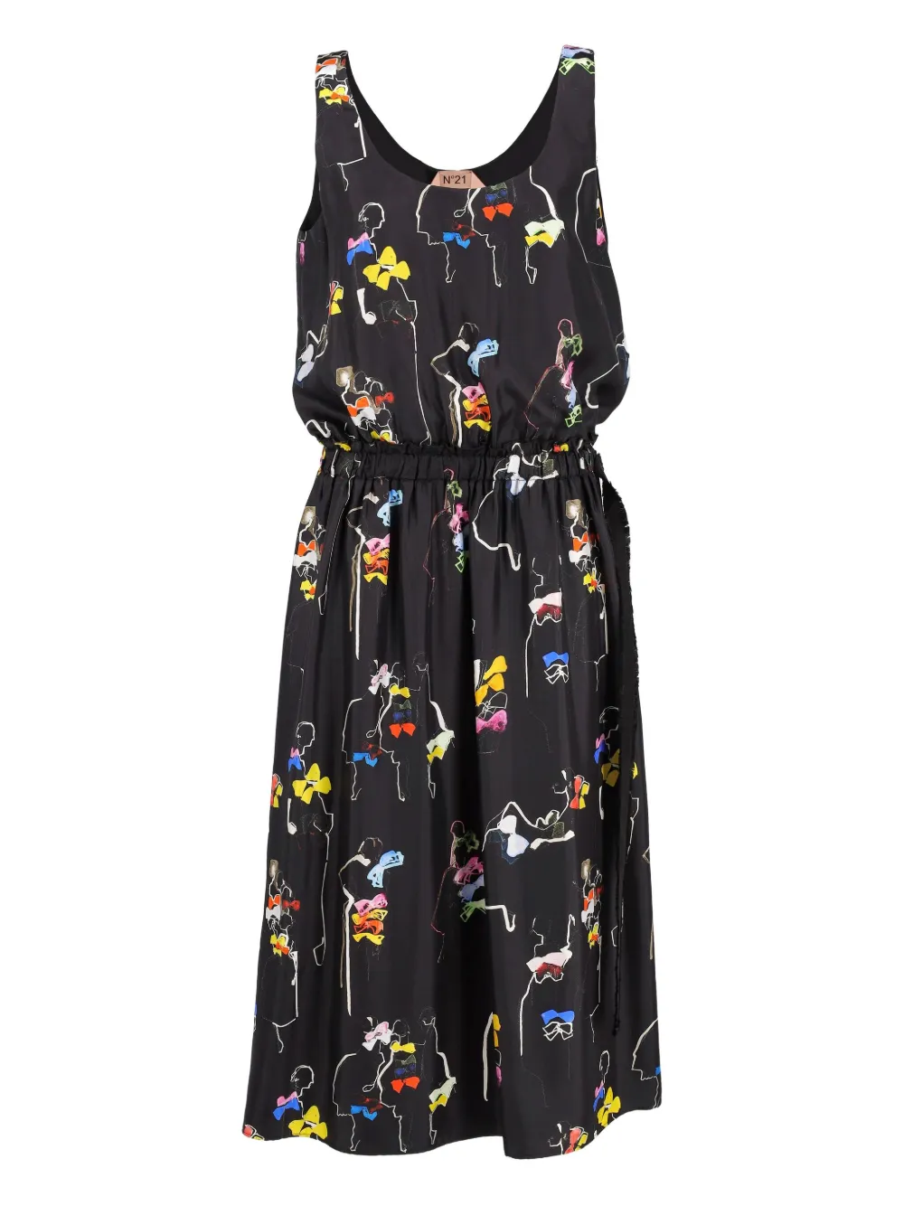 Nº21 vestido midi de seda de archivo 2000 | negro | Image 1