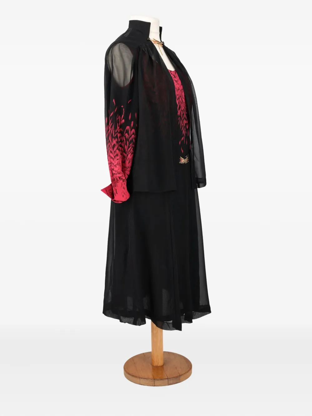 Vintage Pre-Owned silk belted dress - Zwart