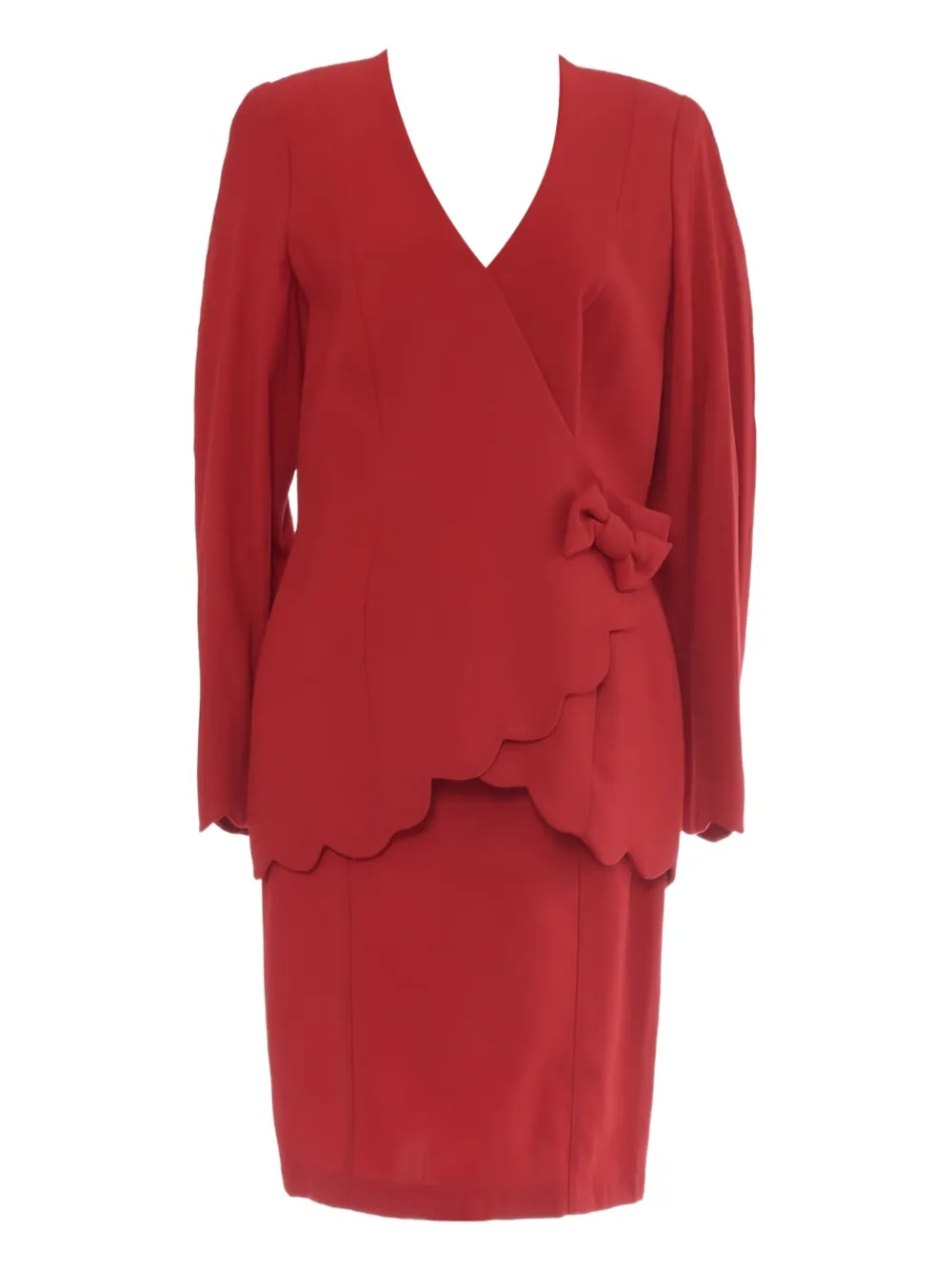 Thierry Mugler Pre-Owned scalloped-hem wool-blend suit | Red | Image 1