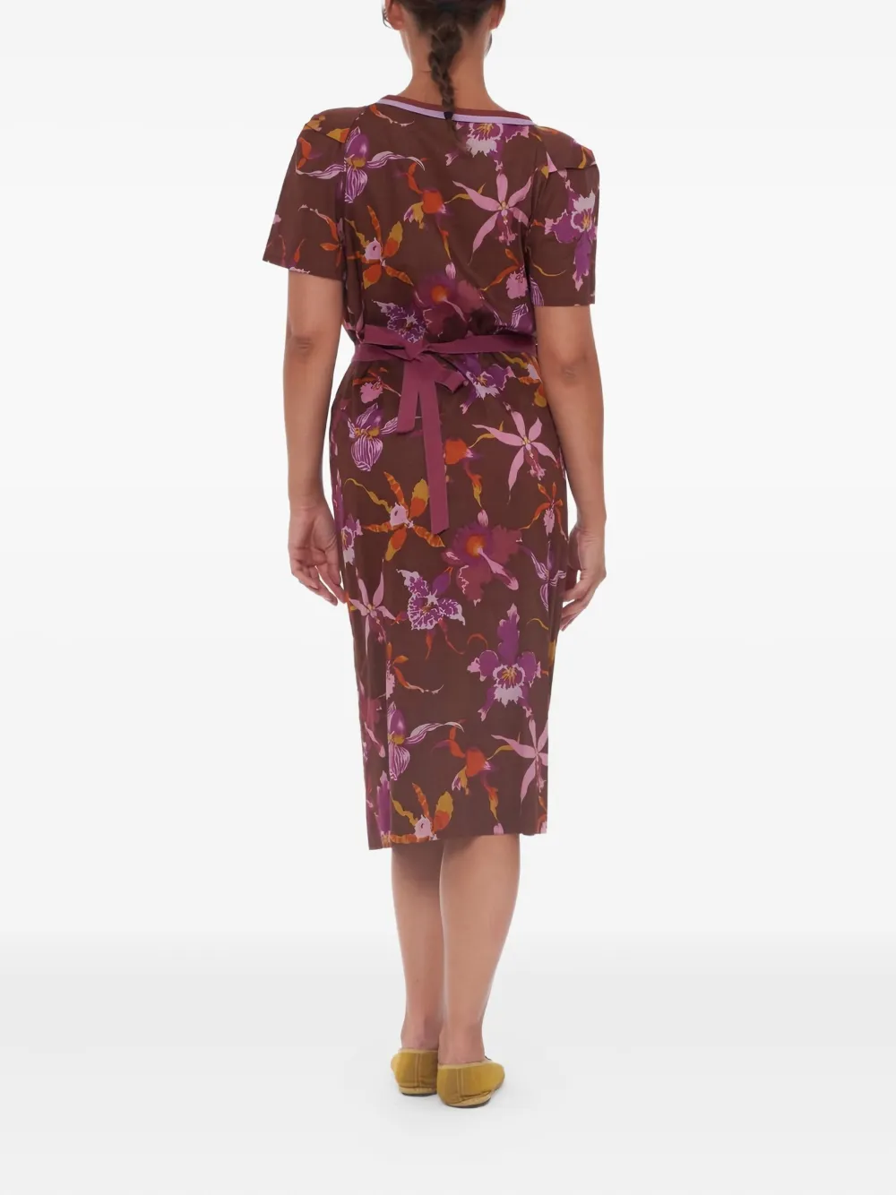 Pre-owned Ken Scott Vintage 1970 Floral-print Dress In Red