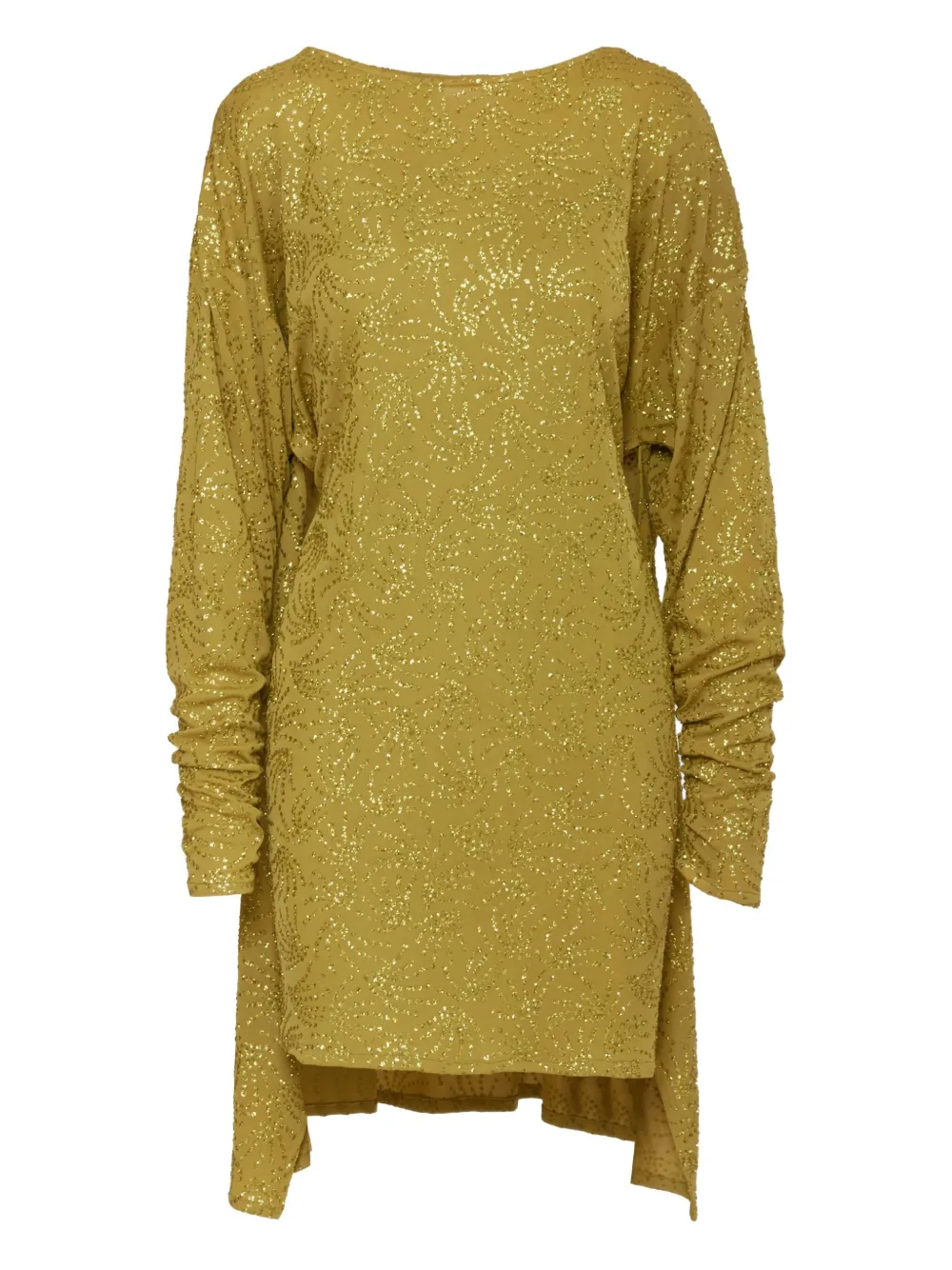 Pre-owned Angelo Tarlazzi Vintage 1980s Sparkling Draped Mini Dress In Green