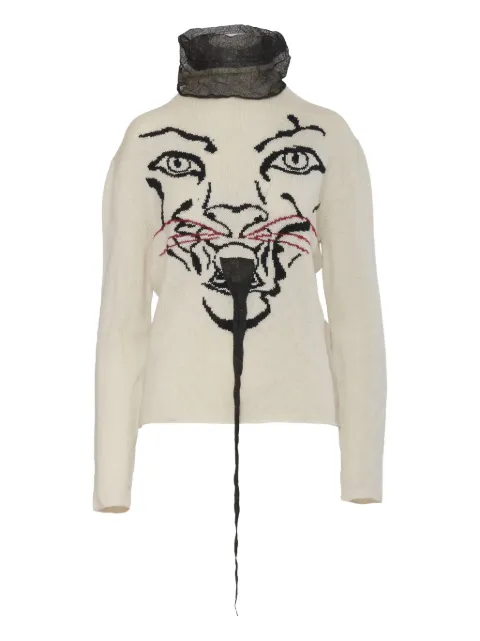 Krizia Pre-Owned tiger-embroidered sweater