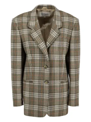 Les copains チェック柄ジャケット ブラウン 44 オフィス オシャレ Les copains チェック柄ジャケット ブラウン 44 オフィス