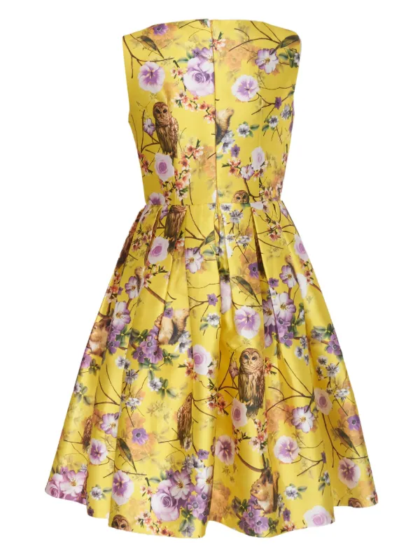 Vintage Vestido Midi Con Estampado Floral Amarillo FARFETCH CO
