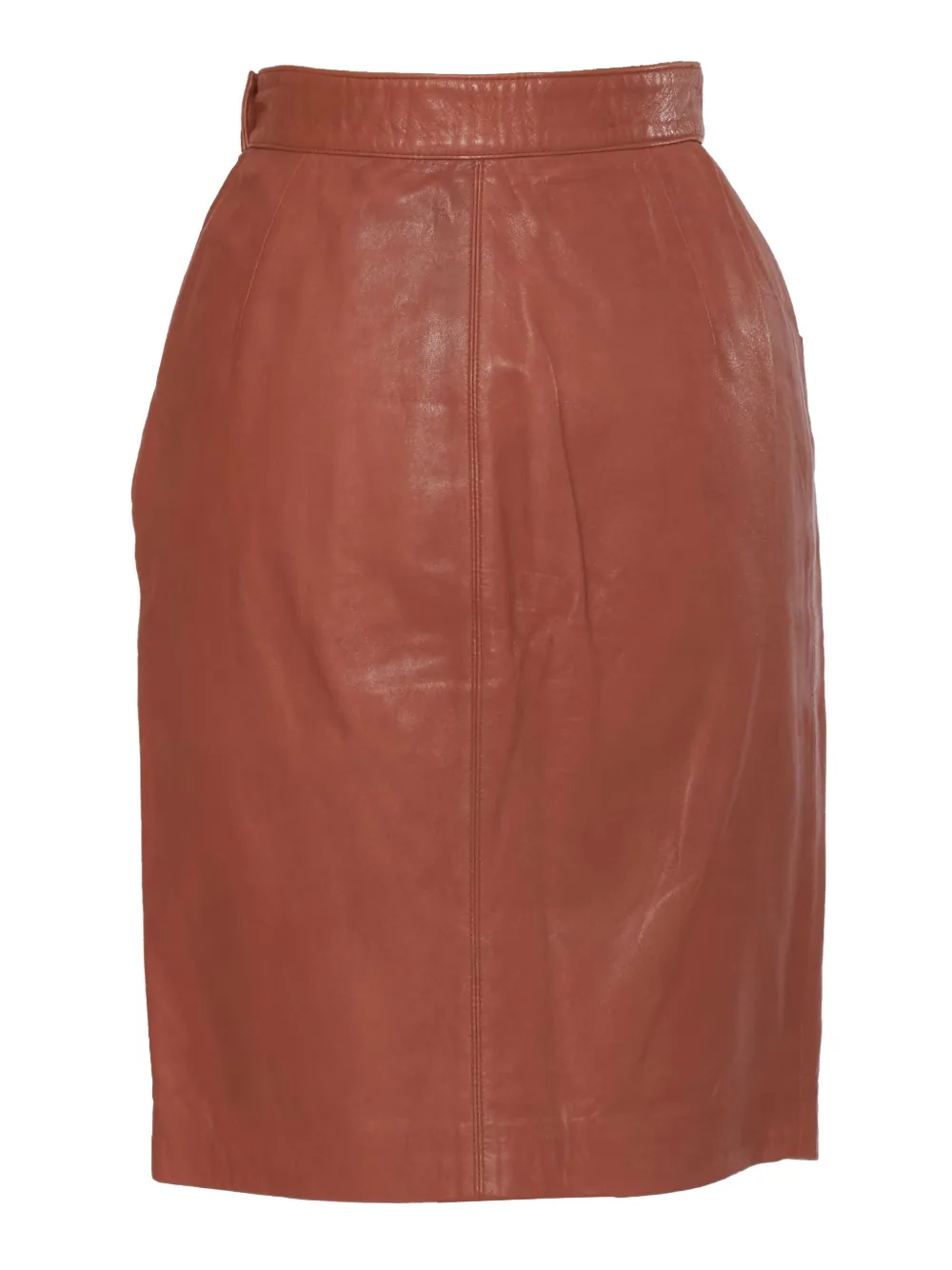 Vintage Leren midi-rok - Bruin