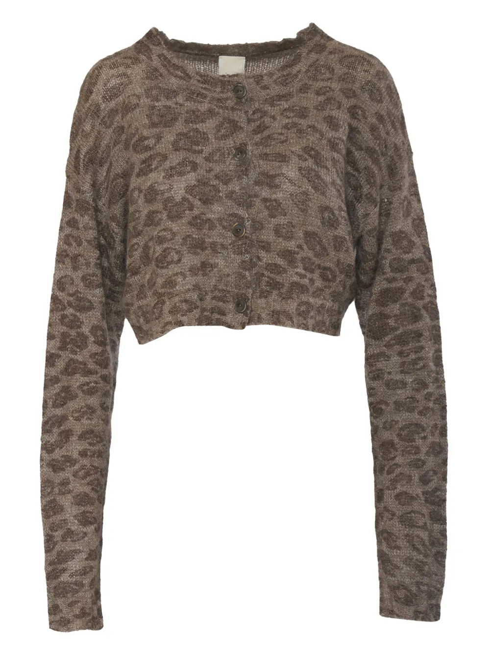 Krizia Pre-Owned leopard-print cropped cardigan | Brown | Image 1
